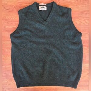 VTG 70s Weymouth Hunt Vest Knitters Guild XL Green 100% Lambswool Ireland Made
